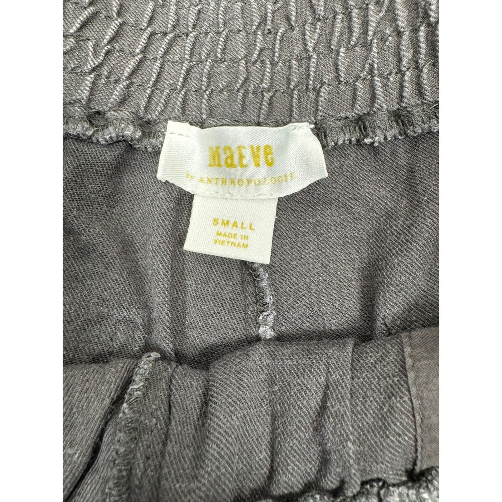 Maeve Anthropologie Gray Linen Blend Wide Leg Smocked Waist Pants Small - Picture 5 of 7